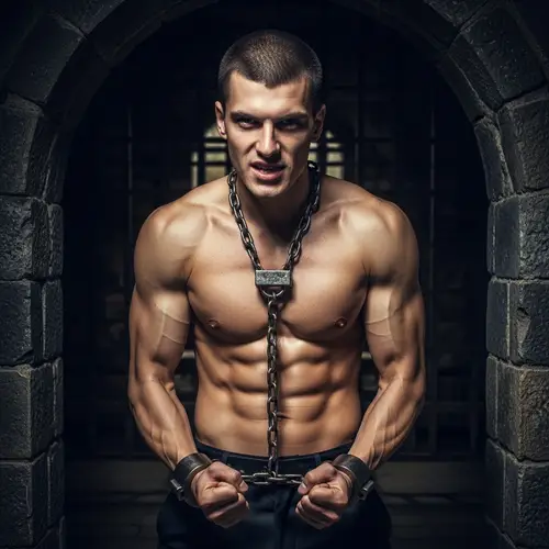 Muscular Prince in Dungeon - Dramatic Gothic Fantasy Portrait