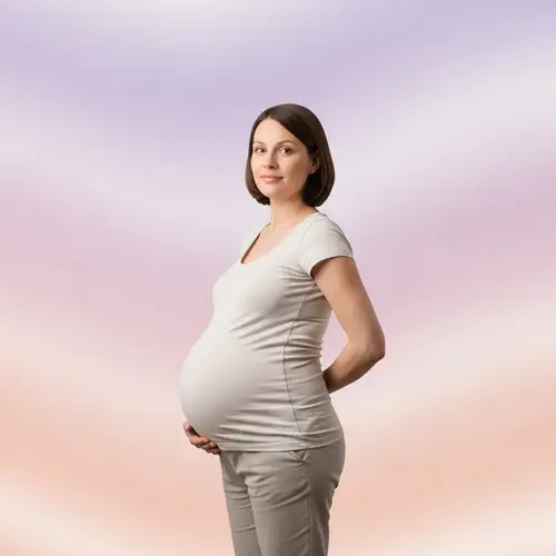 Confident Thin Woman with Large Belly - Calm and Content