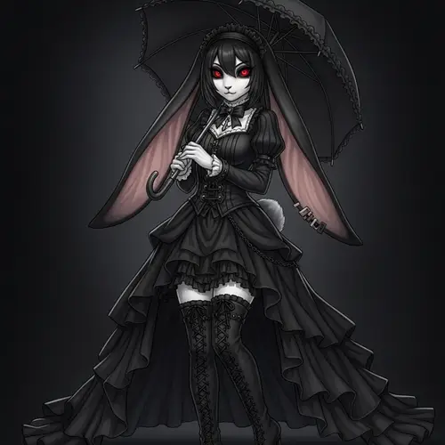 Gothic Female Bunny: Dark Gothic Fashion with Mysterious Charm