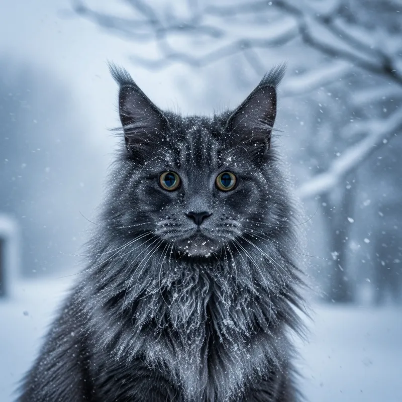Melancholic Cat in Winter Storm | Emotional Pet Portraits Melancholic Cat in Winter Storm | Emotional Pet Portraits