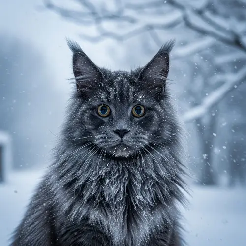Sad Cat in Winter Storm | Emotional Pet Portraits