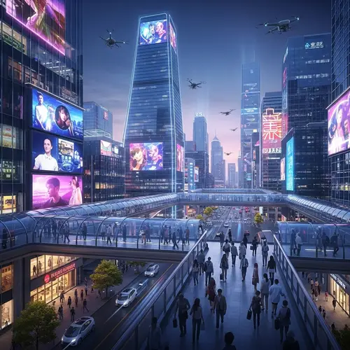 Futuristic Cityscape: A Vibrant Vision of Advancement and Prosperity