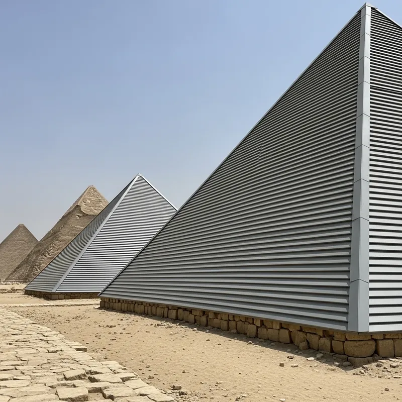 Ancient Egyptian Pyramids with Modern Metal Cassettes