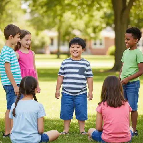 Diverse Group of Friends Enjoying Sunny Afternoon in Suburban Park