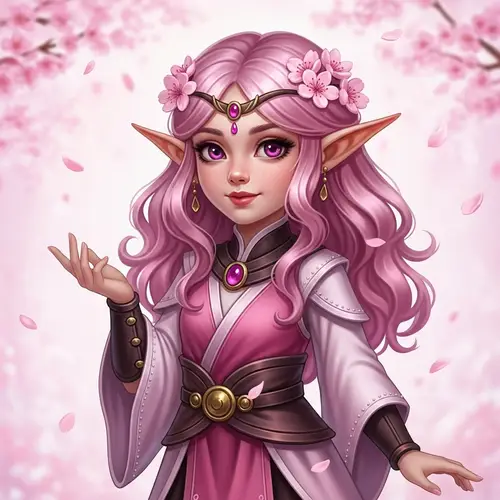 Enchanting Pink-Haired Elf Fantasy Art
