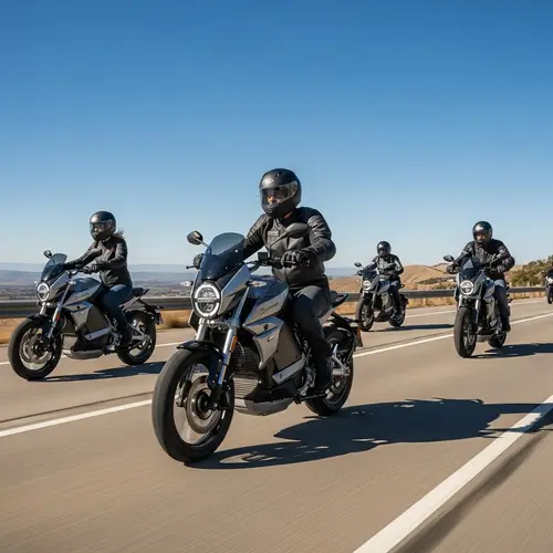 Dynamic Scene of Electric Motorcycles Speeding on Open Highway