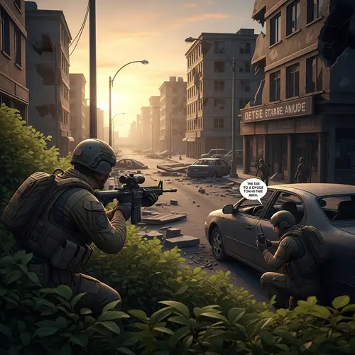 Intense First-Person Shooter Scene | Tactical Gear Soldier