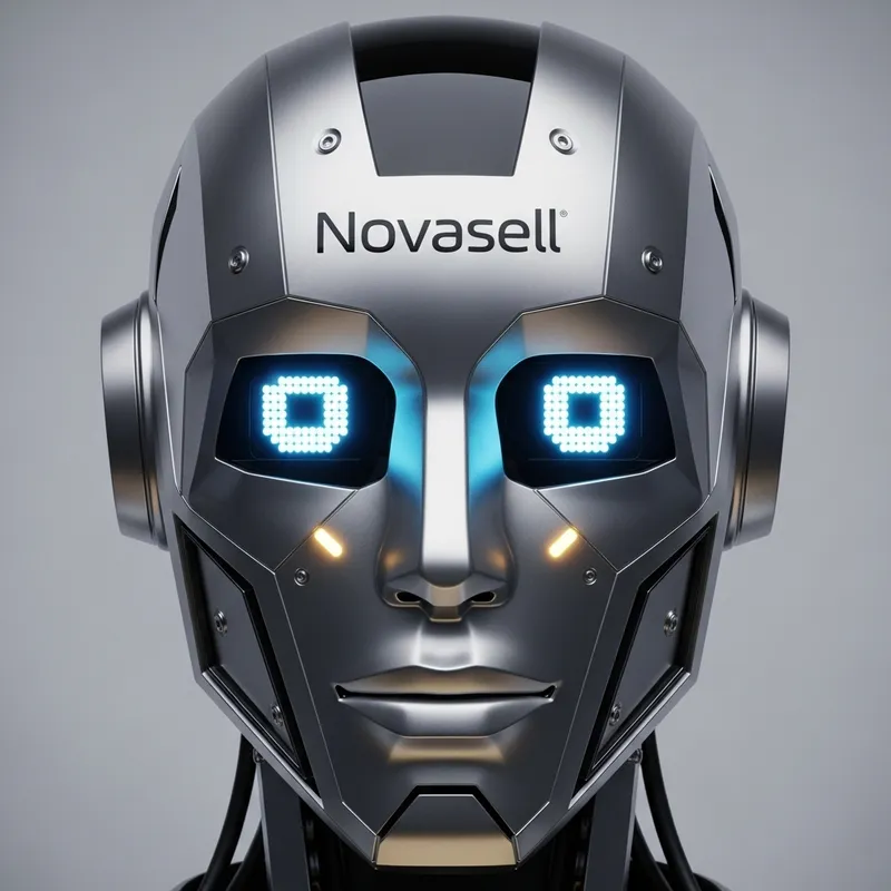 Futuristic Novasell Titanium Skinned Robot