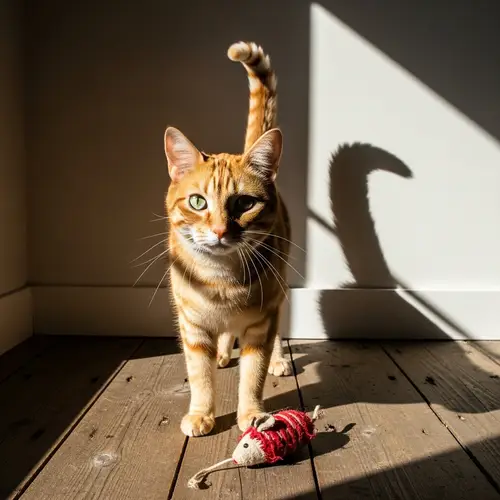 Playful Domestic Short Hair Cat with Bright Green Eyes