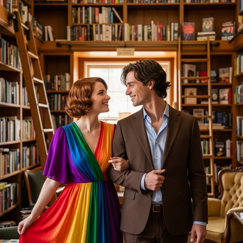 Deeply in Love: Red-Haired Woman & Brunette Man | Quaint Bookstore Romance Deeply in Love: Red-Haired Woman & Brunette Man | Quaint Bookstore Romance