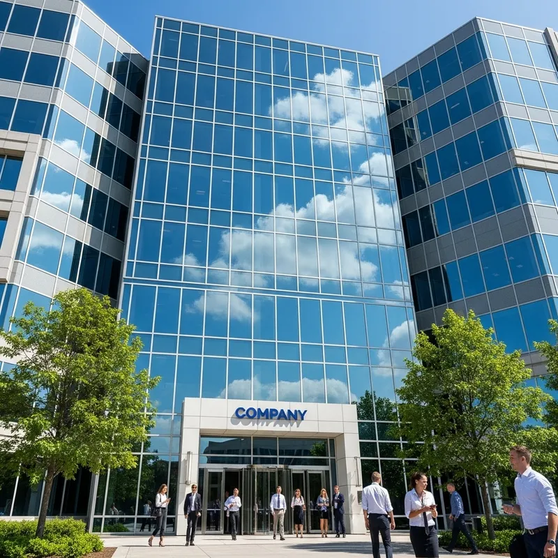 Modern Corporate Building with Glass Facade