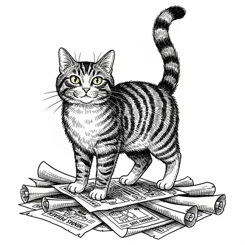 Spirited and Feisty Cat Illustration | Bold Attitude and Expressive Features