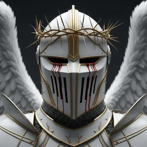 Knight in Shining Armor with White Hannya Helmet