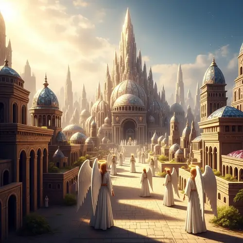 Celestial City New Jerusalem - Heavenly Oasis of Gold and Crystals