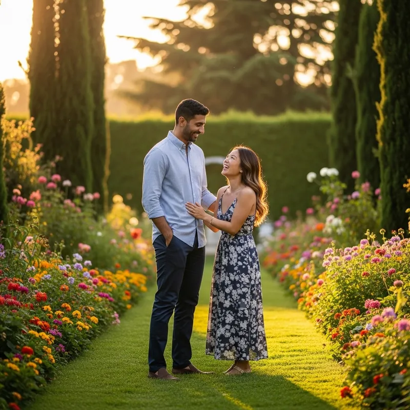 Romantic Couple in Enchanting Garden | Love & Affection