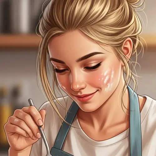 Young Caucasian Woman Cooking: Focused and Content