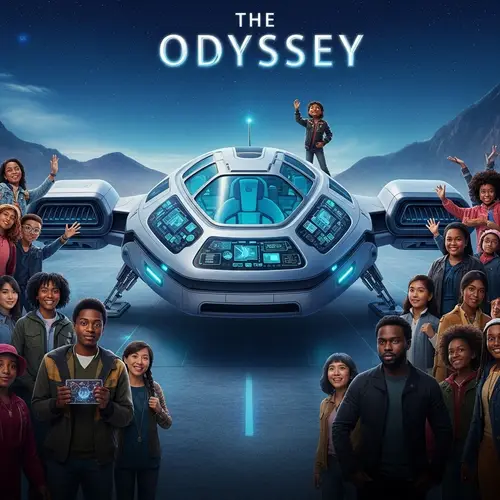 Futuristic Odyssey Spaceship Launch: Journey With Multicultural Crew