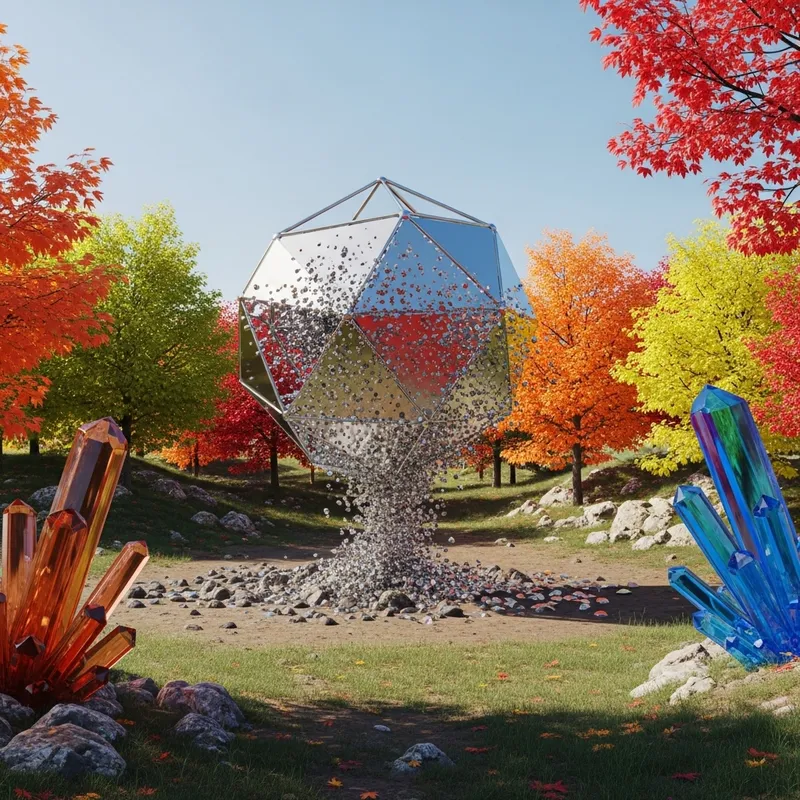 Reflective Geometric Object Melding with Autumn Crystals