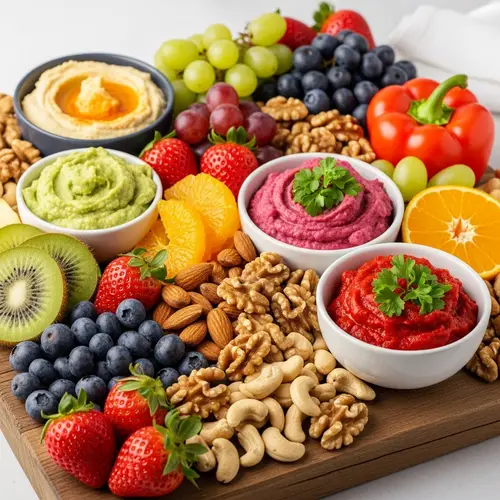Vibrant Healthy Snacks: Fresh Fruits & Nuts