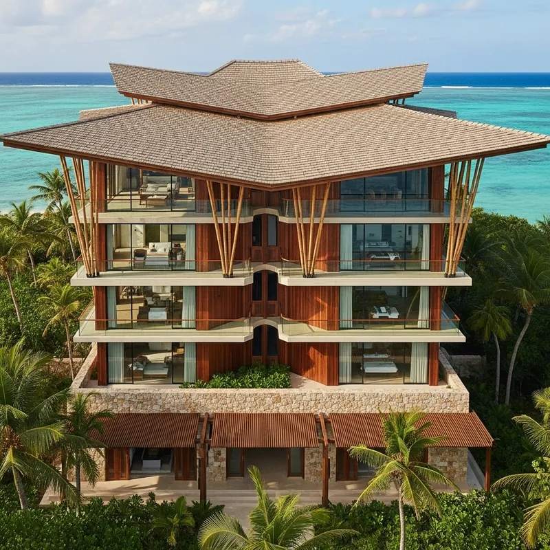 Sustainable Multistorey Hotel | Bamboo Shingles & Oceanic Views