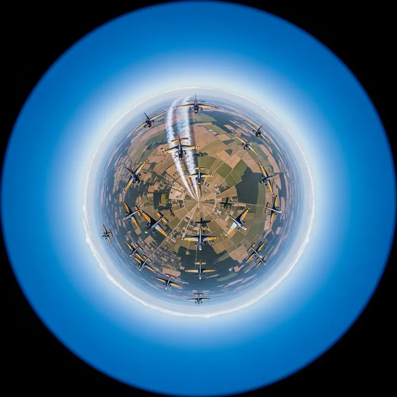 Vibrant Aerial Formation: Adrenaline-Filled Aviation Photography