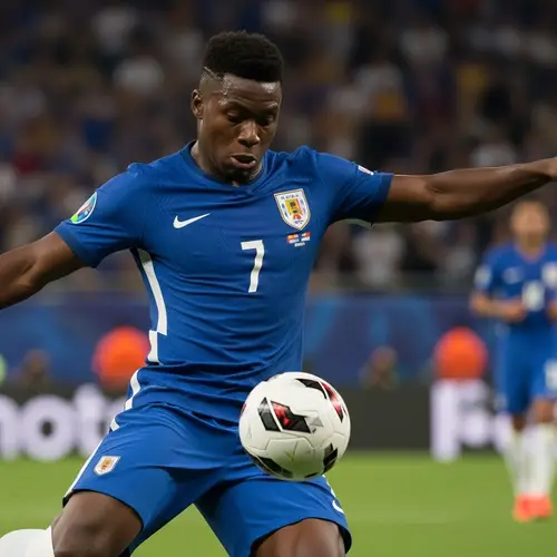 Dynamic Soccer Player in Blue Jersey | No.7 Star Player