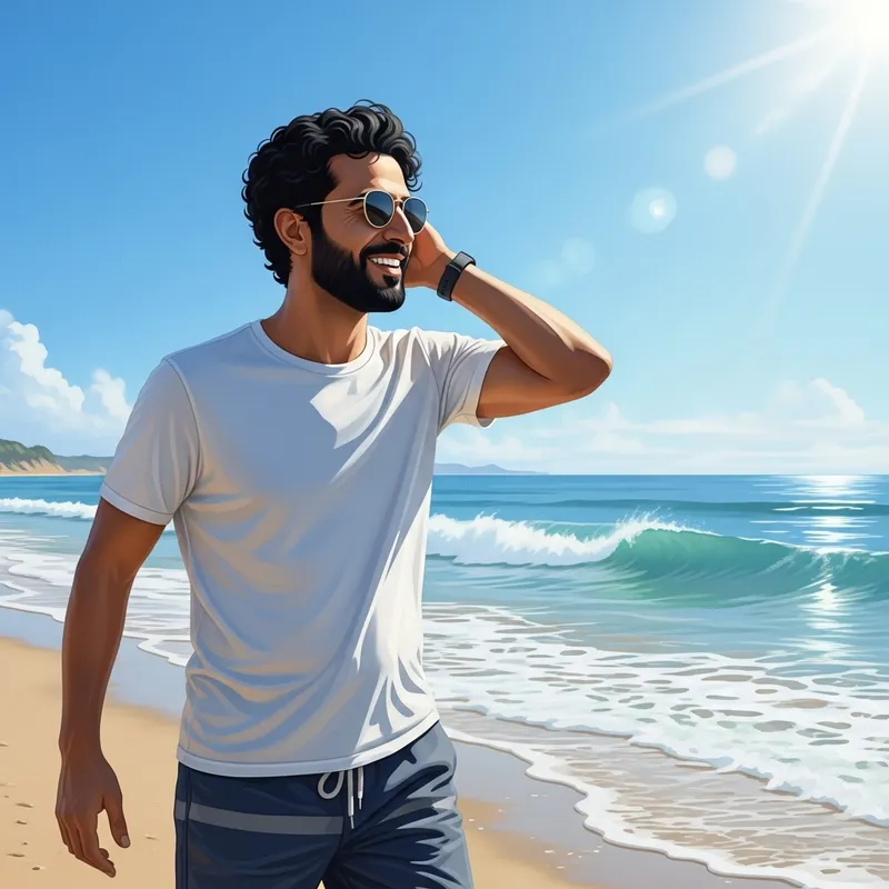 Relaxing at the Beach: A Sunny Day Scene Relaxing at the Beach: A Sunny Day Scene