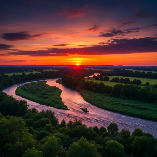 Captivating Landscape with Rivers at Sunset