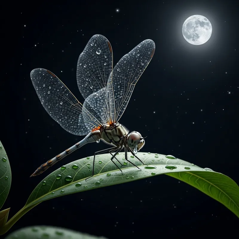 Weeping Dragonfly at Midnight | Full Moon Night Sky Beauty
