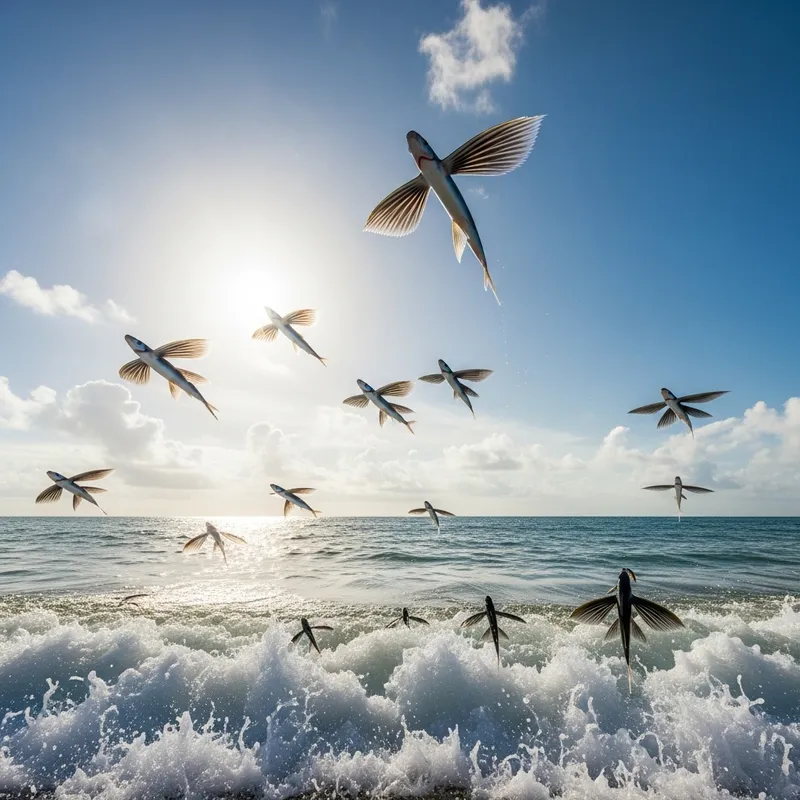 Vibrant Flying Fish Dancing in Tropical Waters