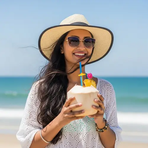 Stunning South Asian Woman at Sunny Beach | Summertime Beauty