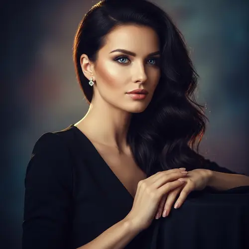 Famous Female Film Star with Radiant Blue Eyes | Grace & Sophistication