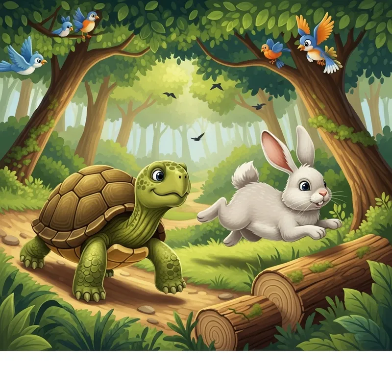 Turtle vs Rabbit Racing in Enchanted Forest