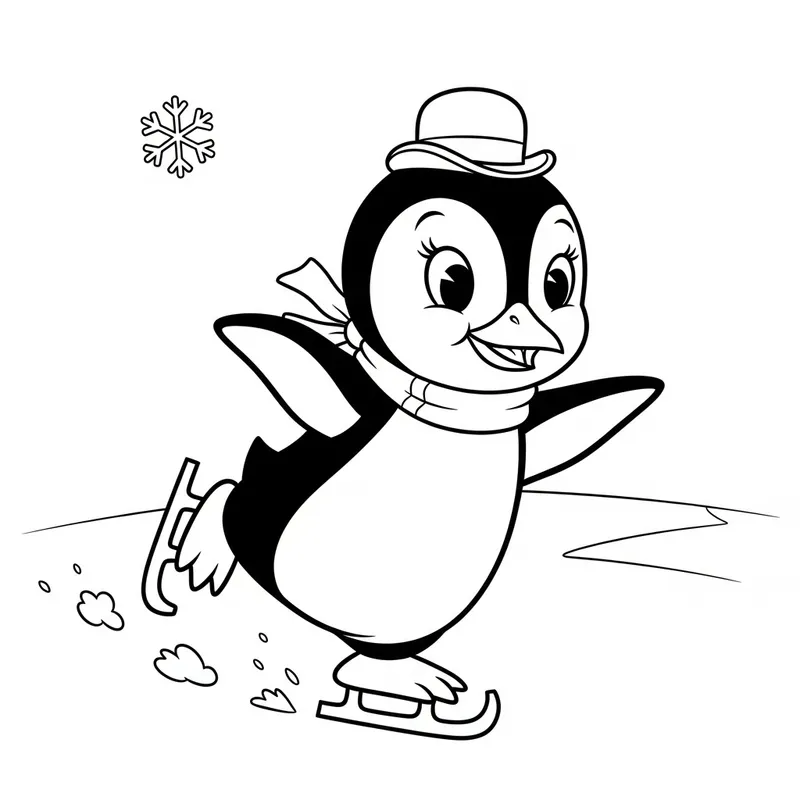 Classic Cartoon Penguin for Kids Coloring - Vintage Illustration