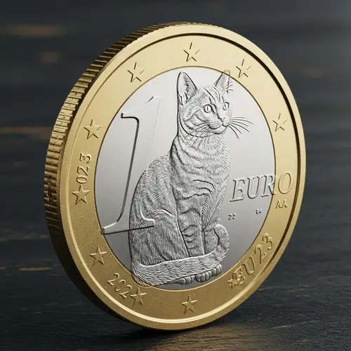 Unique One Euro Coin with Cat Engraving