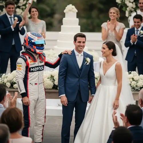 Professional Race Car Driver Attends Wedding Ceremony