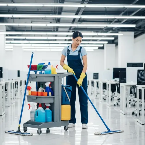 Dedicated Cleaning Technician in Modern Office