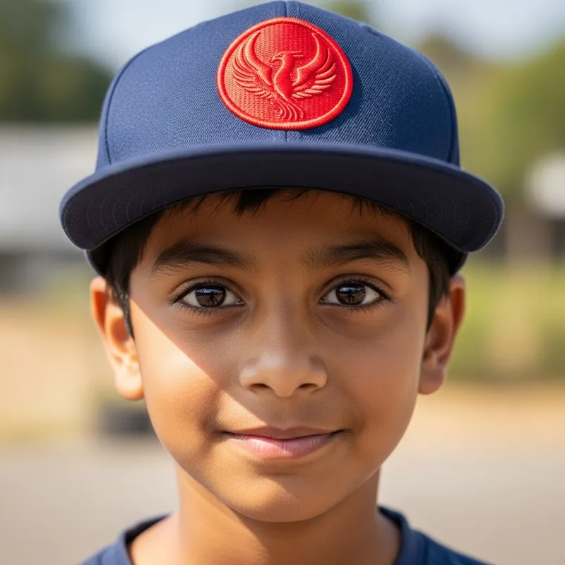 Bright-eyed Young Boy in Navy Blue Snapback Cap