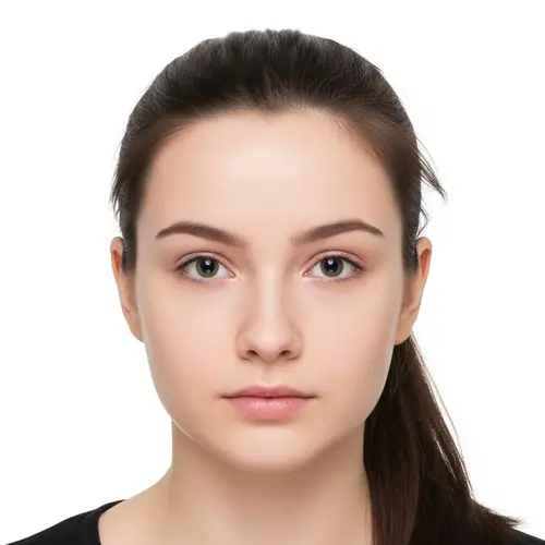 Detailed Photorealistic Passport Photo of a 20-Year-Old Girl