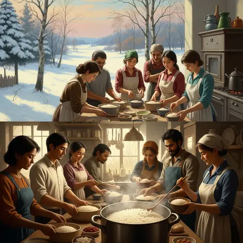 Tranquil Winter Landscapes & Cozy Kitchen Activities Painting