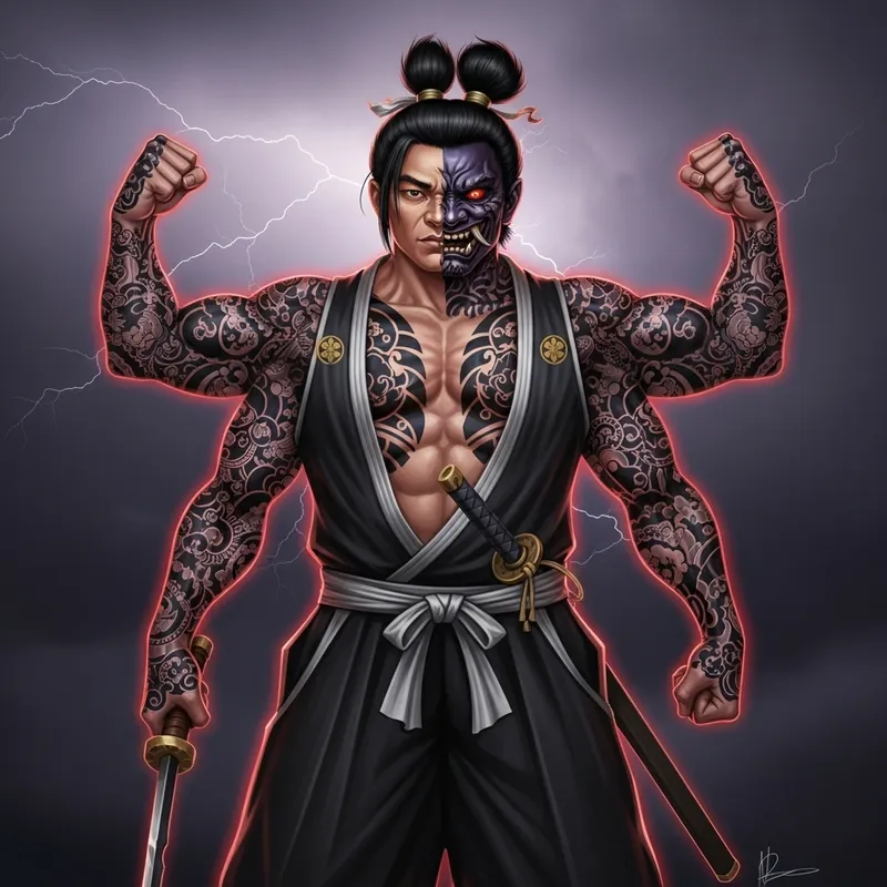 Make Sukuna - Menacing Dual-Faced Figure from Japanese Folklore