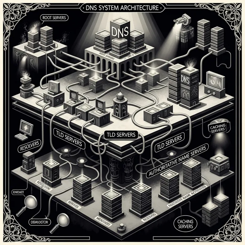 Vintage DNS Setup Poster with Chiaroscuro Lighting