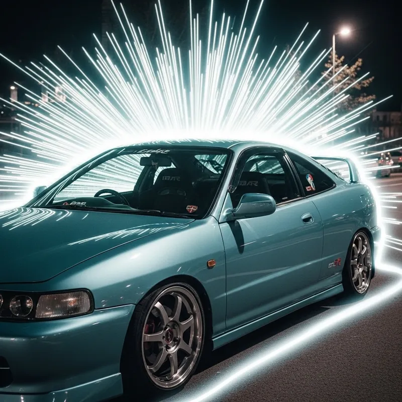 Vivid Neon Glow: Tuned Honda Integra DC2 Type R at Night Vivid Neon Glow: Tuned Honda Integra DC2 Type R at Night