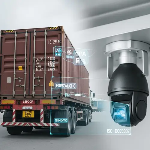 AI CCTV Camera Detecting License Plate & Container Isocode on Truck