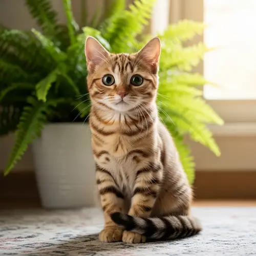 Adorable Striped Tabby Cat on Patterned Rug