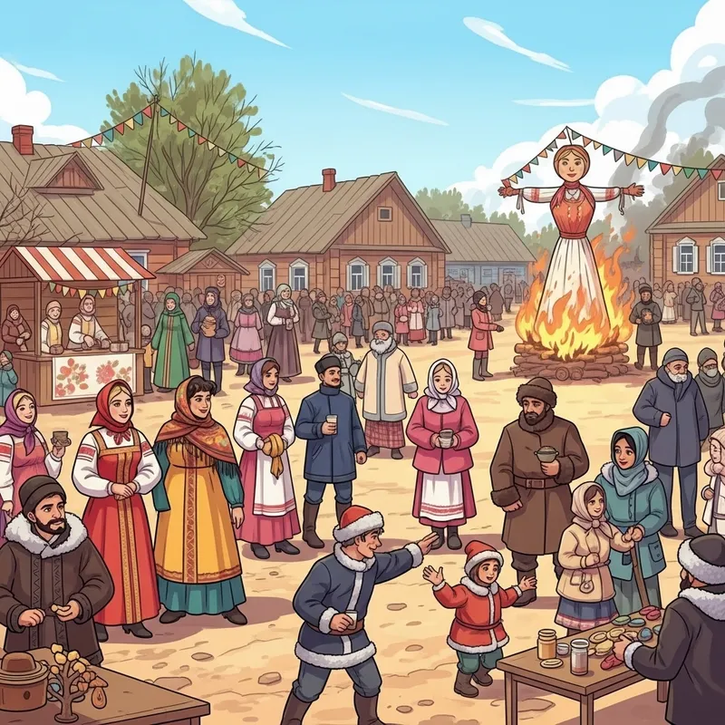 Multicultural Maslenitsa Festival Celebrations in Russian Village