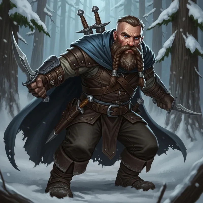 Detailed Stern Dwarf Rogue Illustration | Arctic Features