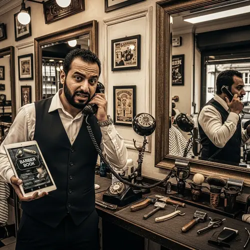 Vintage Barbershop Scenes: Middle-Eastern Barber Embraces Old-fashioned Charm