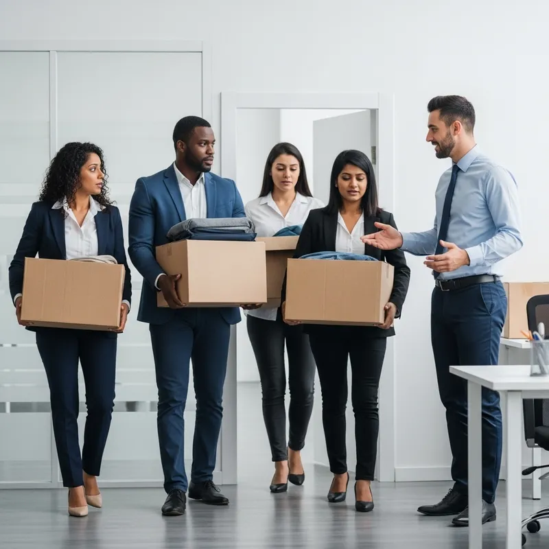 Office Workforce Dismissed: Emotional Scene of Diverse Layoffs