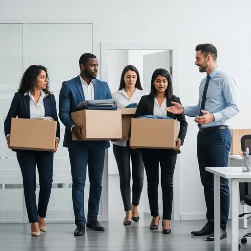Office Employees Dismissed: Emotional Scene of Diverse Layoffs